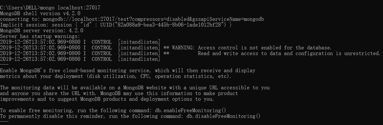 常用的mongodb数据库操作指令